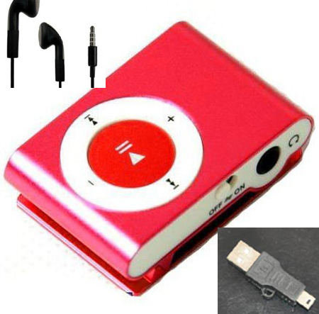 New Clip MP3 Player for 2-16GB Micro SD/TF Card Rood VM19